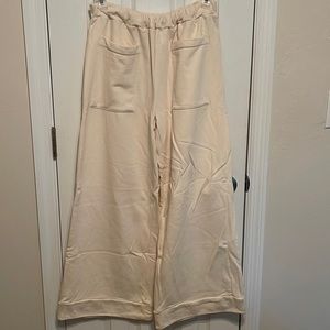 Cream High Waisted Wide Leg Sweatpants